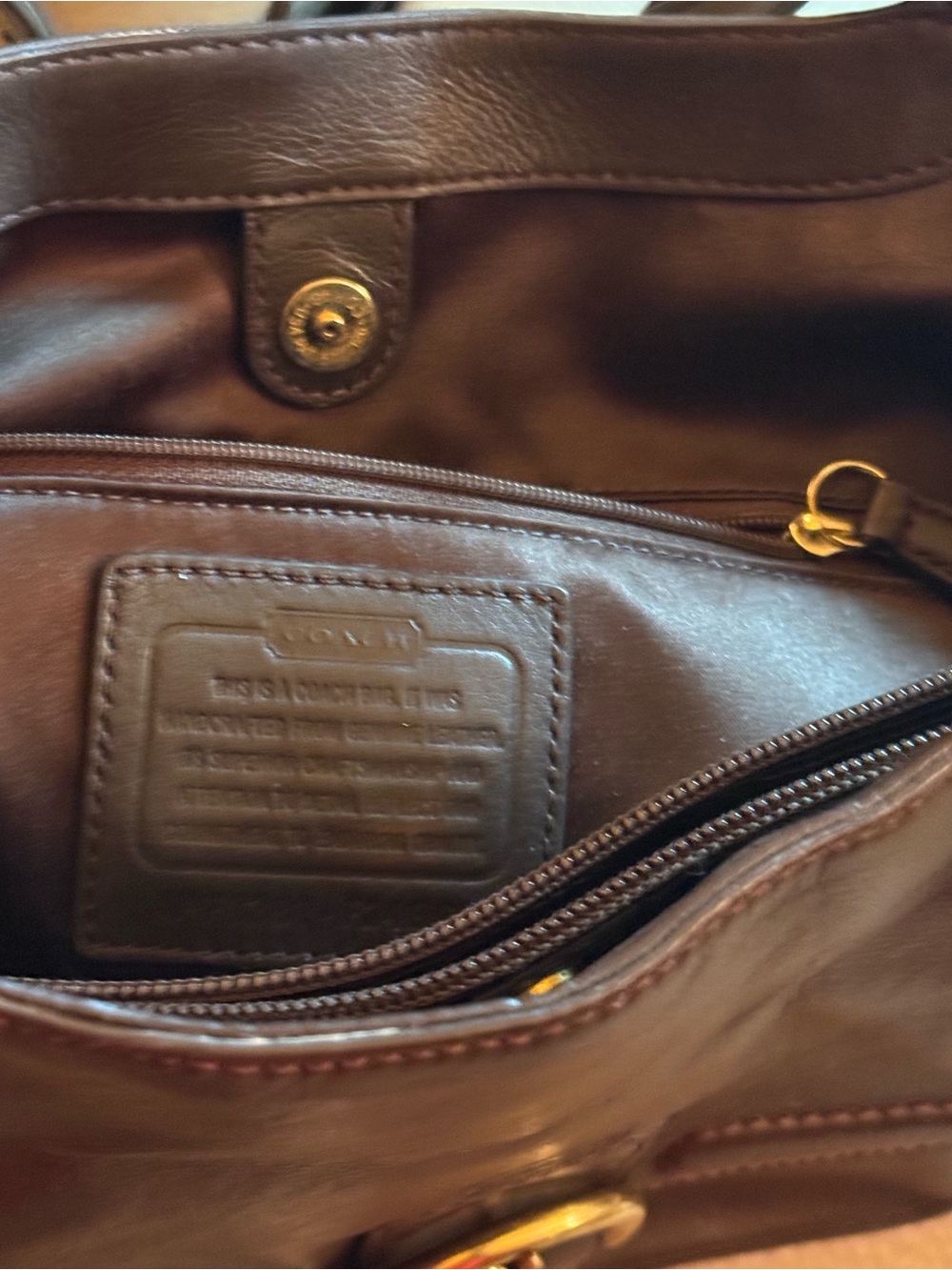 Coach Brown Leather Shoulder Bag with Gold-Tone Buckle - Picture 2 of 6